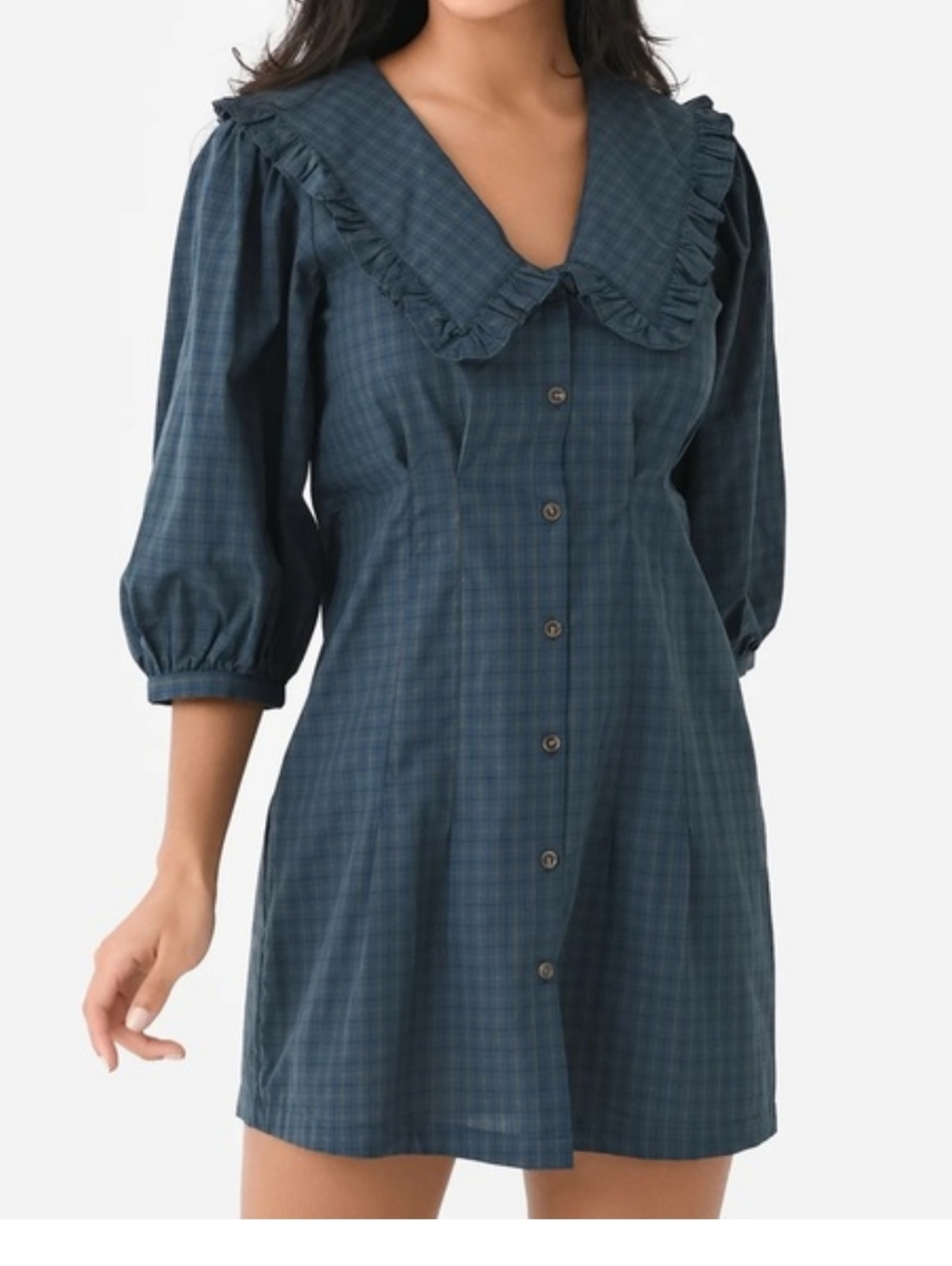 Ciao Lucia Mariana Plaid Dress Mini Collared Check Button Down XXS - Picture 3 of 10